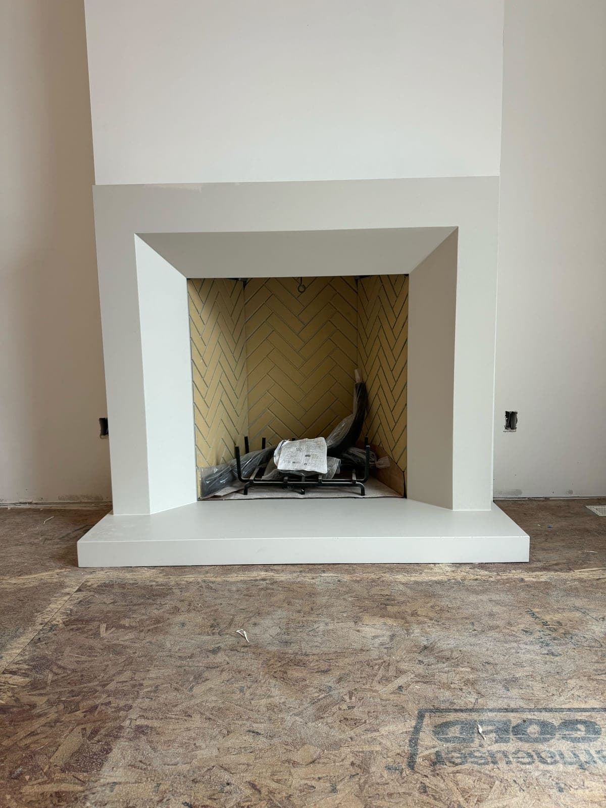 Cast stone custom monaco fireplace in Italian White