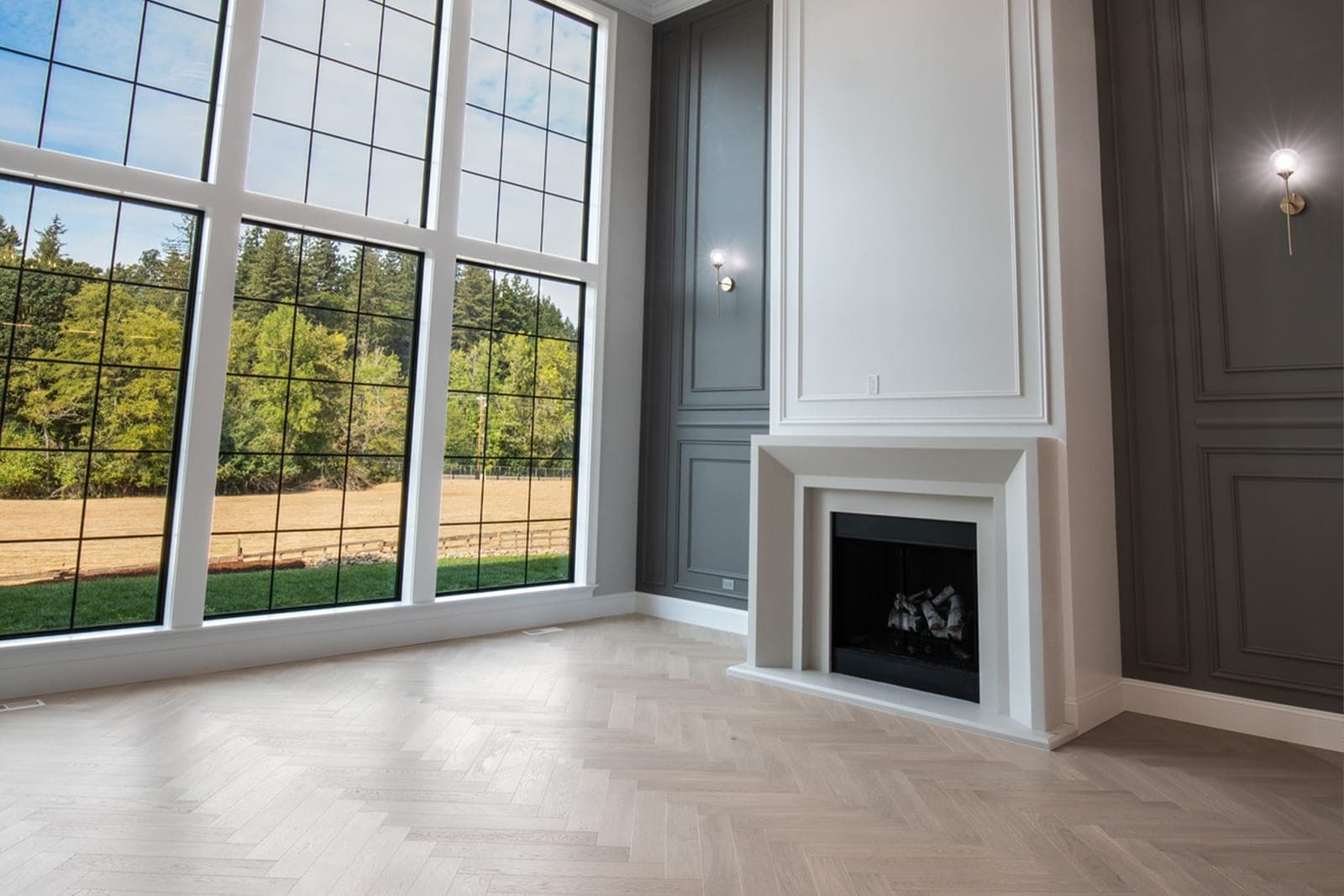 Cast stone custom newport fireplace — great room
