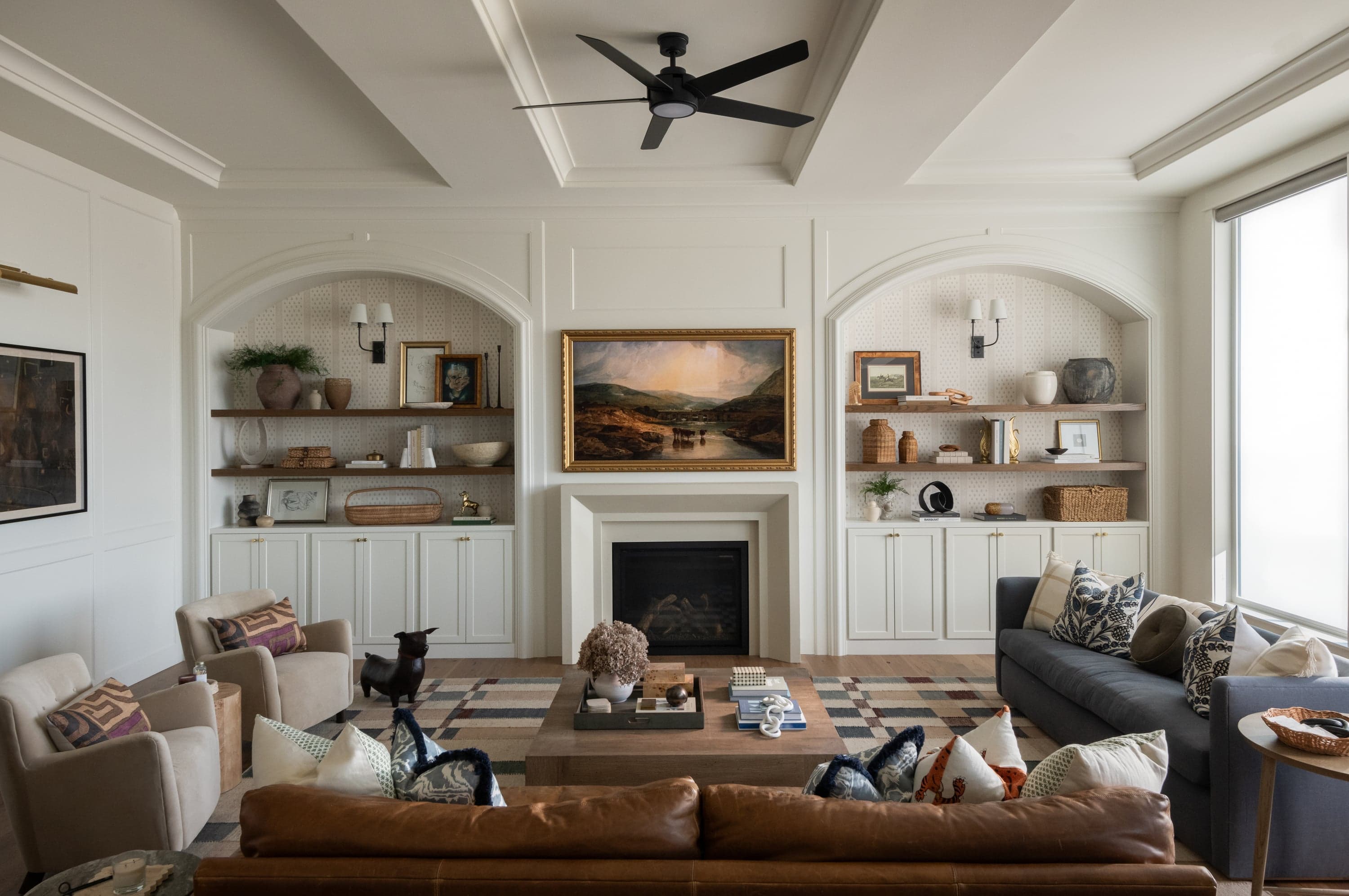Cast stone fireplace surround installation — comparison reference.