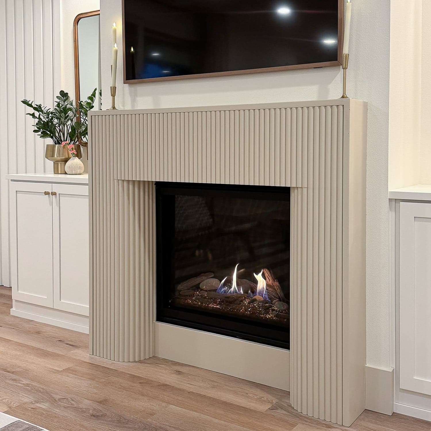 Cast stone fireplace surround — pricing reference shot.