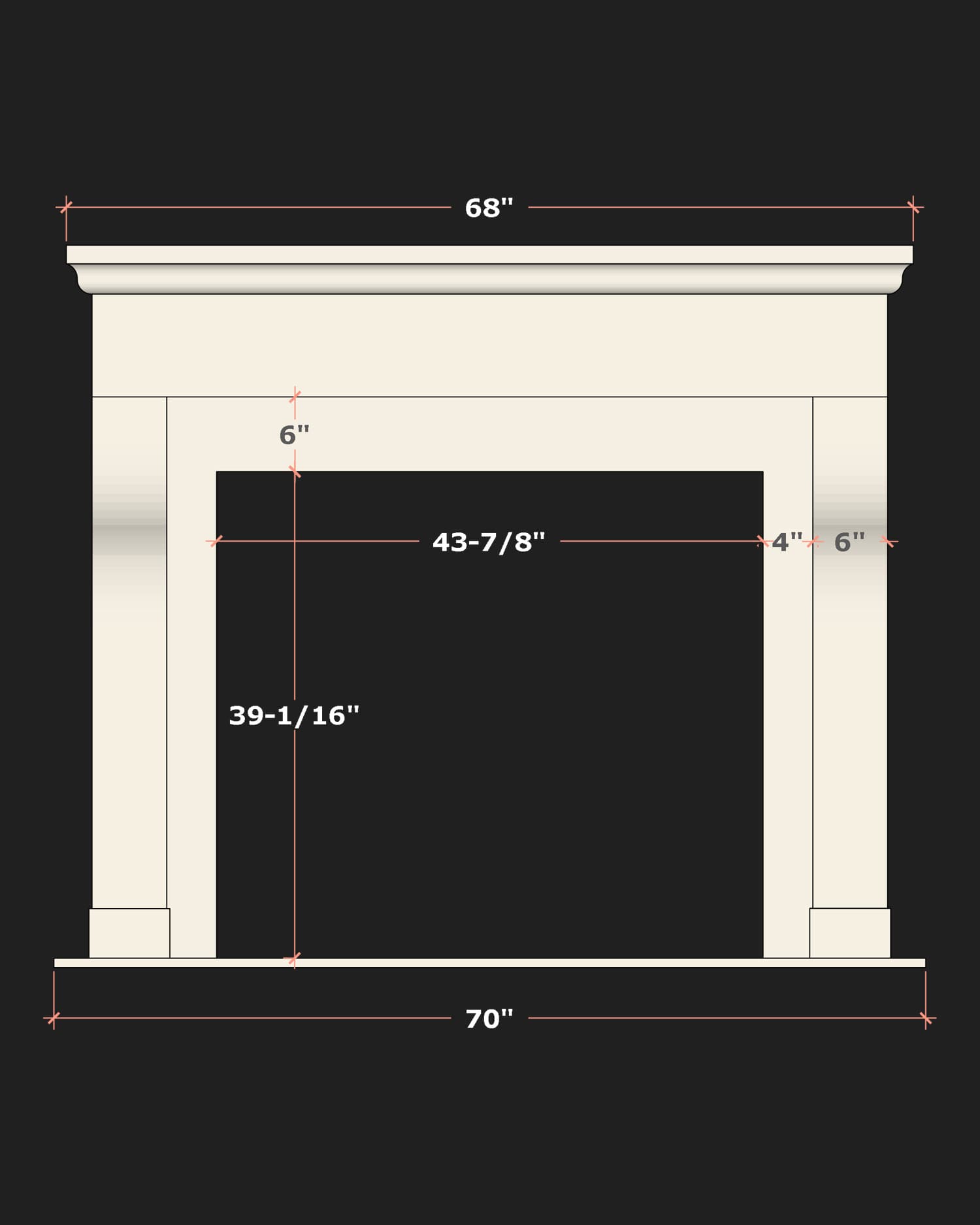 Shop drawing of a cast stone surround with documented dimensional detail.