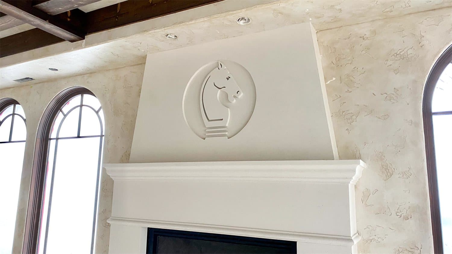 Lake Shore — mantel detail with cast logo.