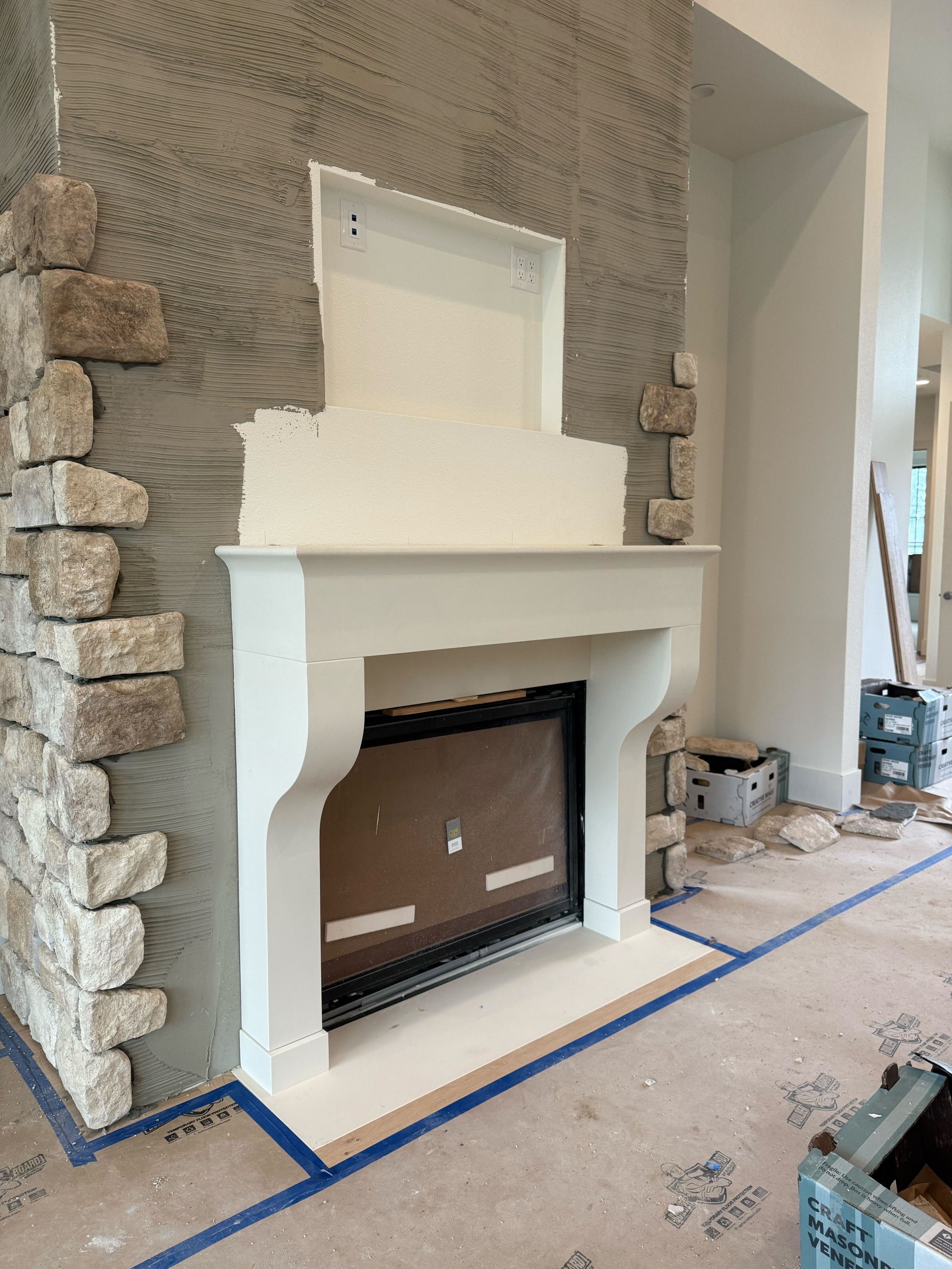 Merano Cast Limestone Fireplace