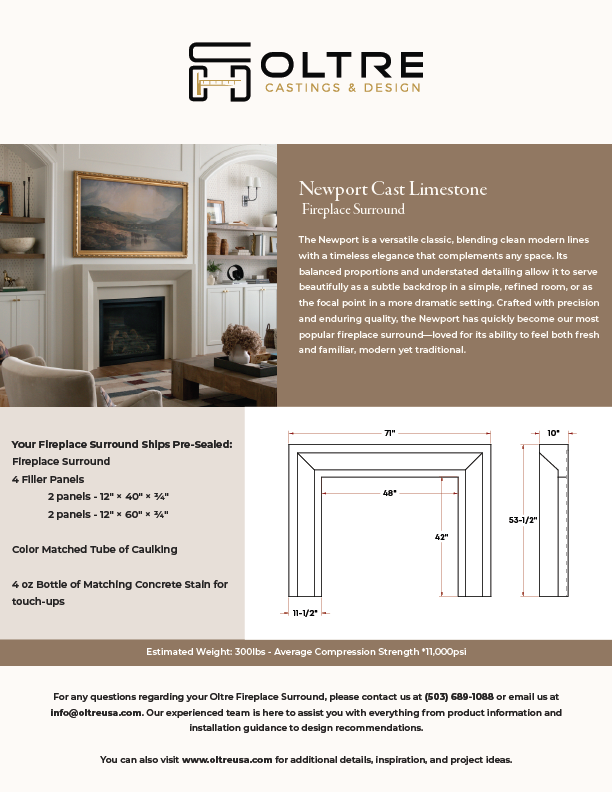Newport Cast Limestone Fireplace Surround