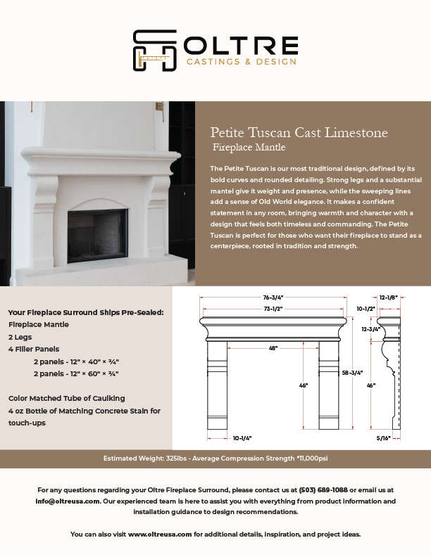 Petite Tuscan Cast Limestone Mantle