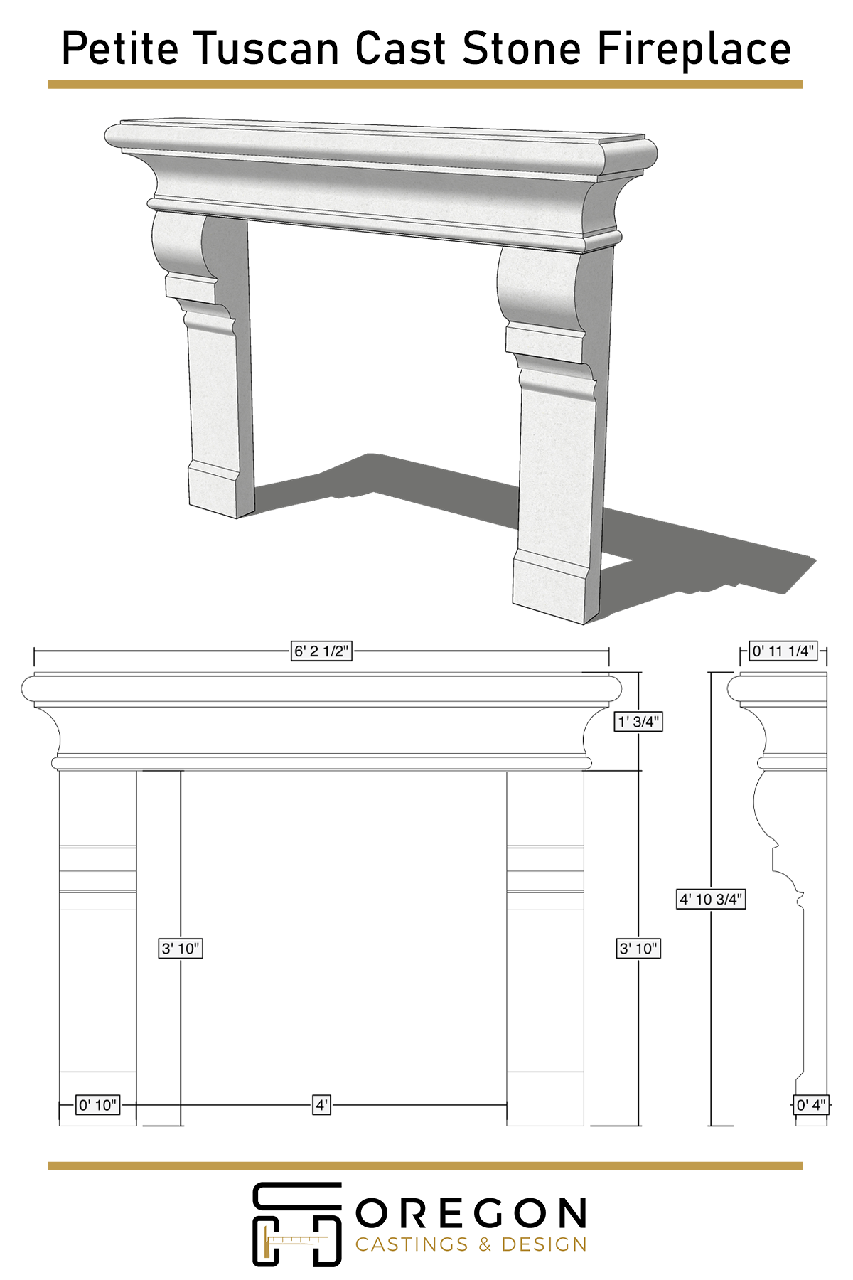 Petite Tuscan Cast Limestone Fireplace